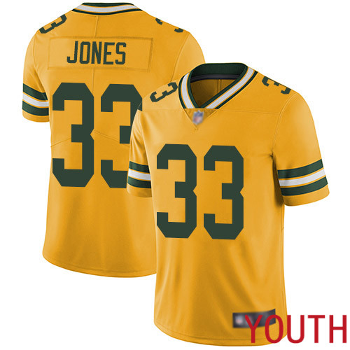 Green Bay Packers Limited Gold Youth #33 Jones Aaron Jersey Nike NFL Rush Vapor Untouchable->youth nfl jersey->Youth Jersey